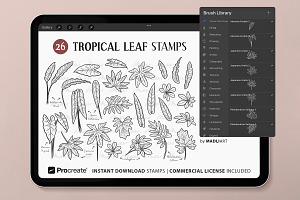 Tropical Leaf Procreate Brush Stamps