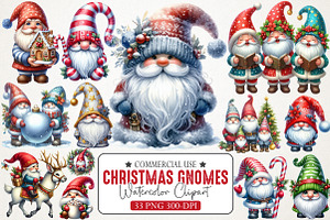 Cute Watercolor Christmas Gnomes png, an Illustration by RobertsArt