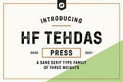 HF Tehdas Press, a Font by Handy_Fonts (Thumbnail 1 of 7)