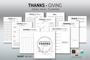 Thanks Giving Menu Meal Planner