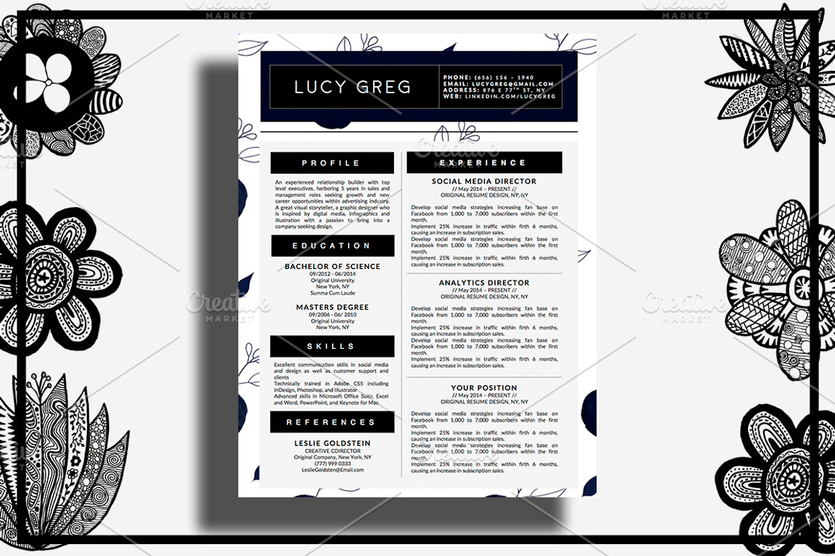 Lucy Greg Modern Resume CV Template, a Resume Template by Stand Out Shop (Photo 1 of 3)