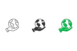 Hand Holding Earth Icons, an Object Illustration by Gentle Studio