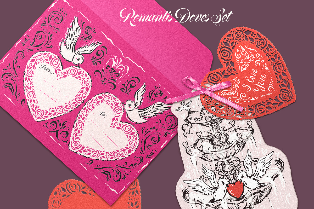 Valentine's Cards Die-Cut Shapes, a Seasonal Illustration by HannaSymo (Photo 7 of 13)
