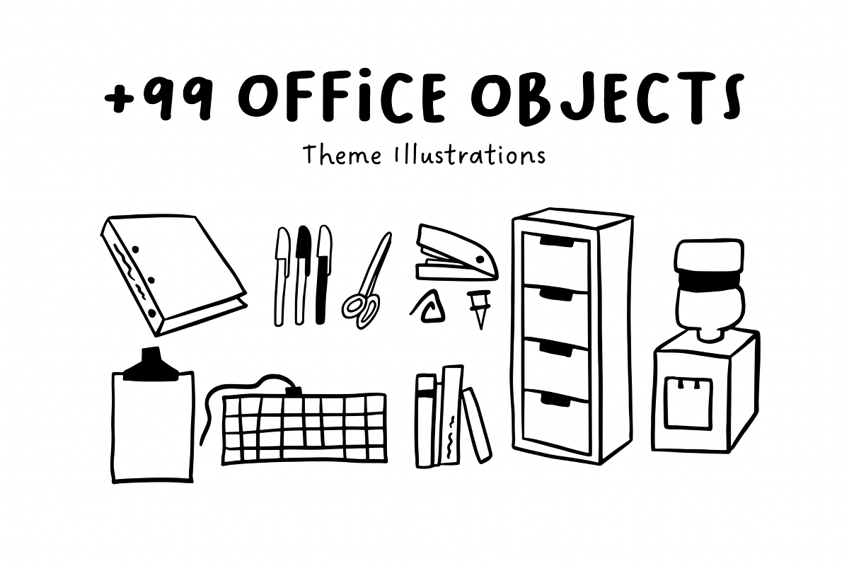99+ Hand-Drawn Office Objects, an Object Illustration by The Journey Atelier (Photo 1 of 6)