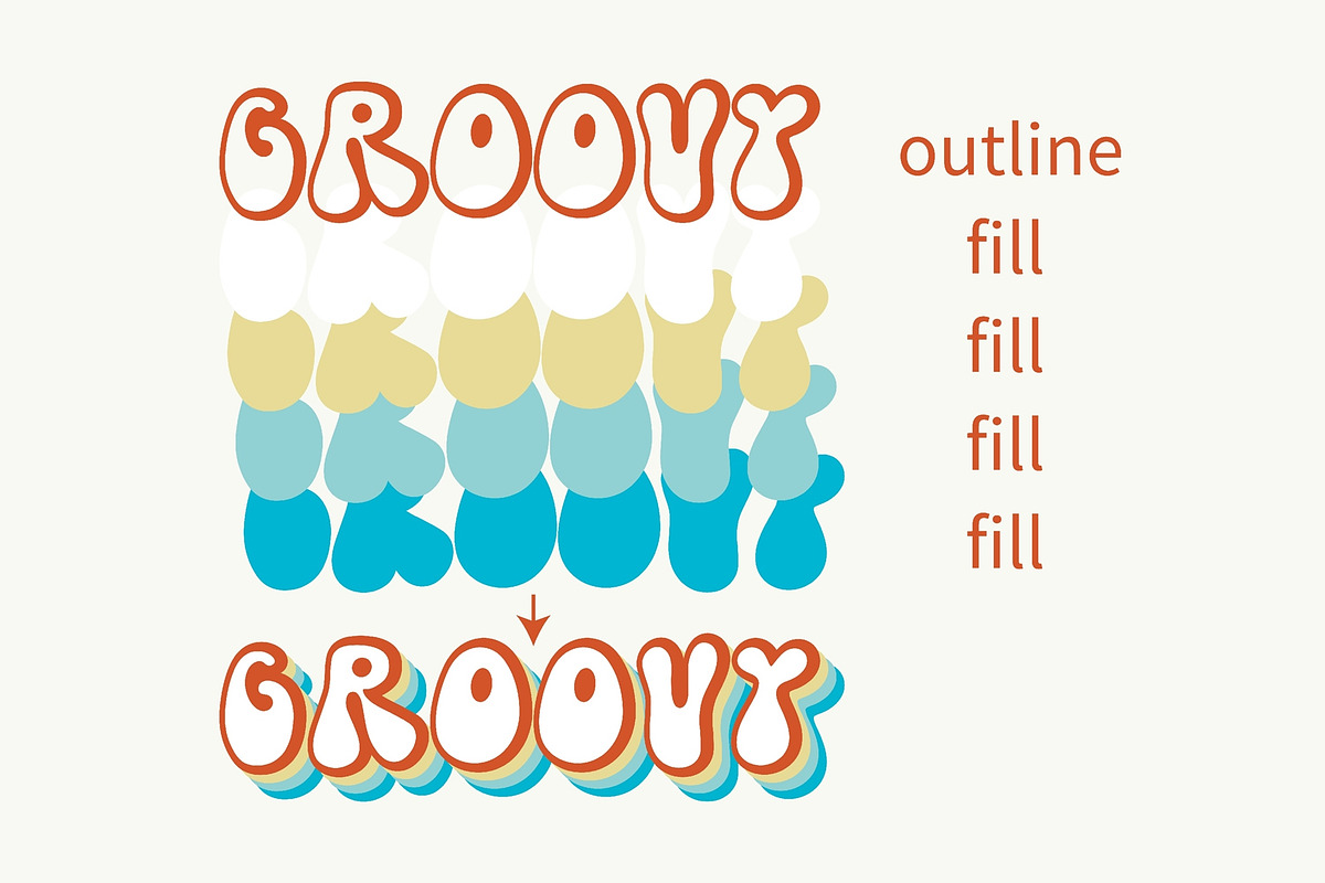Retro Shadow - Groovy layered font, a Handwritten Font by BitongType (Photo 8 of 8)