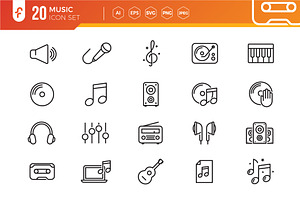 Music web icon set