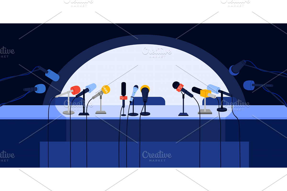 Press conference empty room, a Person Illustration by Flashvector