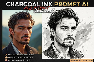 Charcoal ink Sketch AI Prompt
