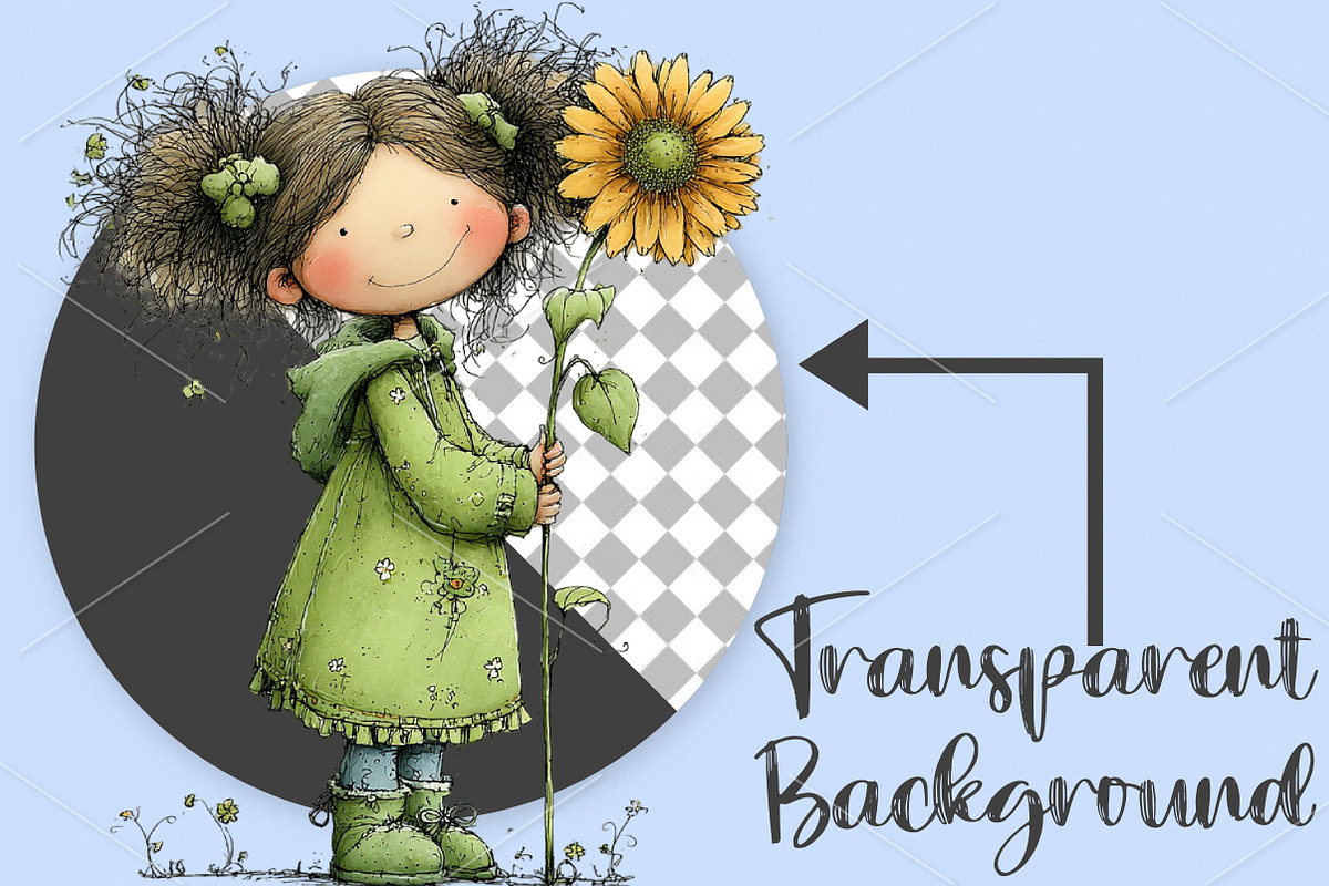 Whimsical Spring Girl Clipart Bundle, an Illustration by Canvas Craft (Photo 2 of 7)