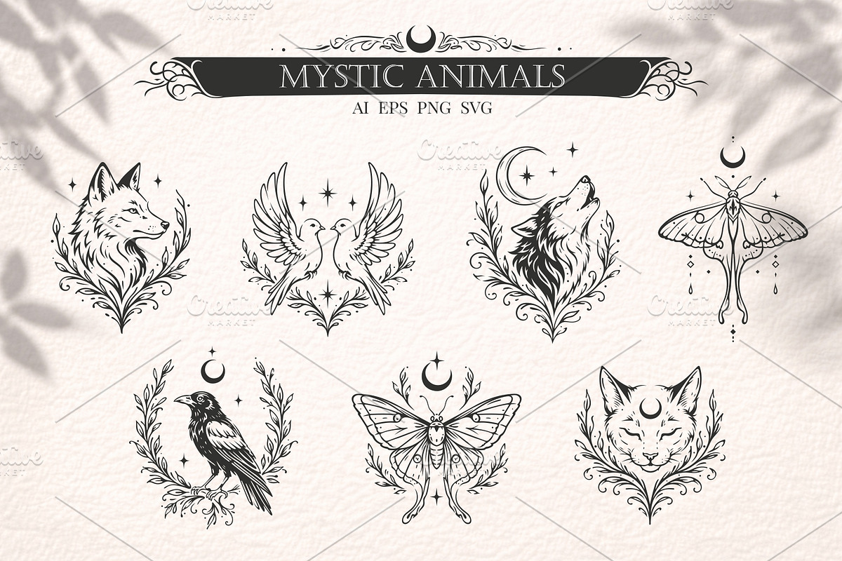 Heartful Animals - Tattoo Vector Set, an Object Illustration by Christine Krahl (Photo 10 of 16)