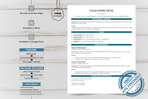 ATS resume template in word, docs
