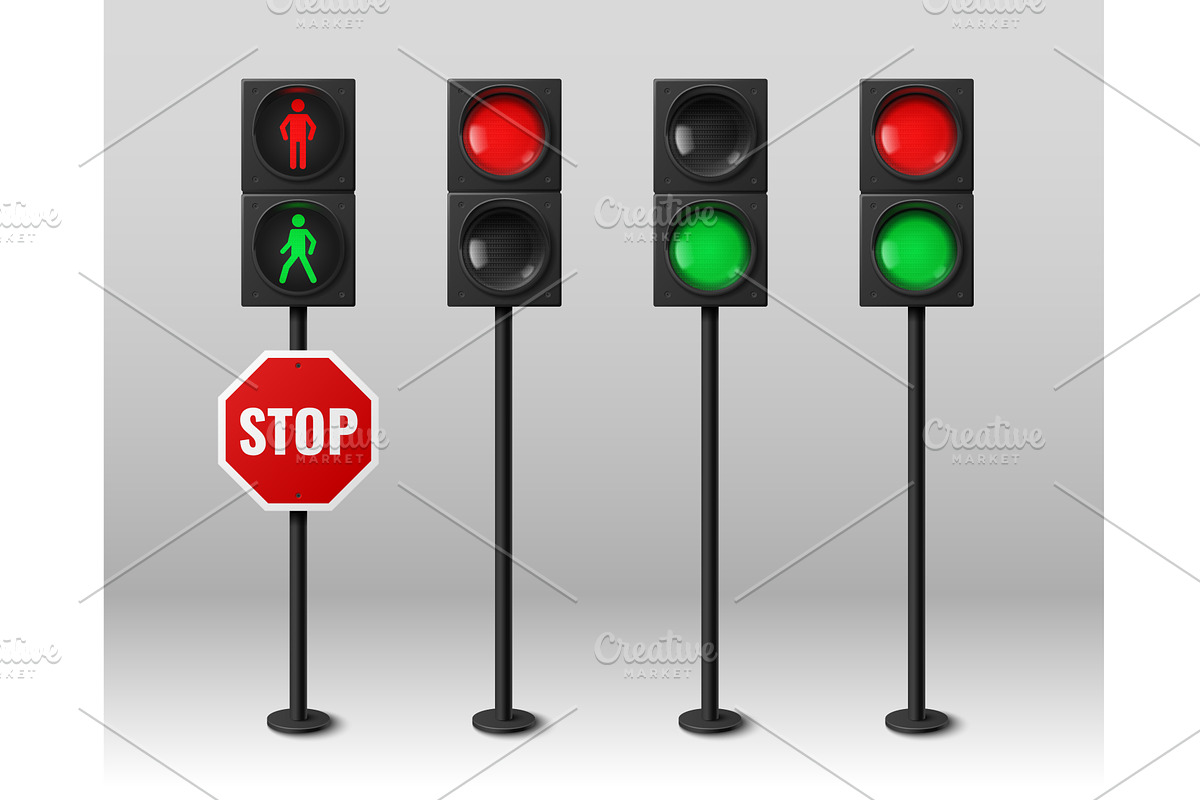 3D street traffic lights set, a Transportation Illustration by art PVP - market