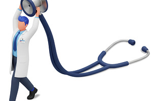 Doctor with a big stethoscope, a Photo by angellodeco