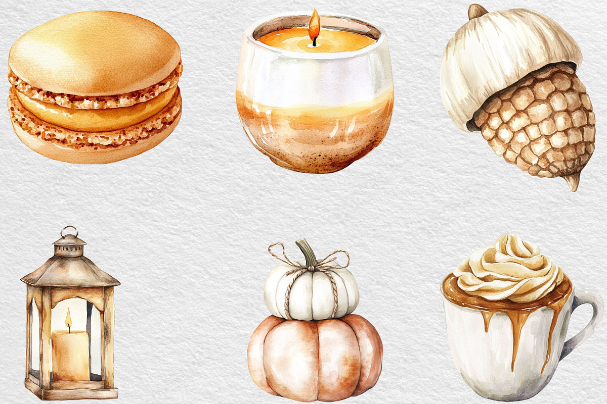 Cozy Caramel & White Fall Clipart, an Illustration by Black Bird Studio (Photo 4 of 6)