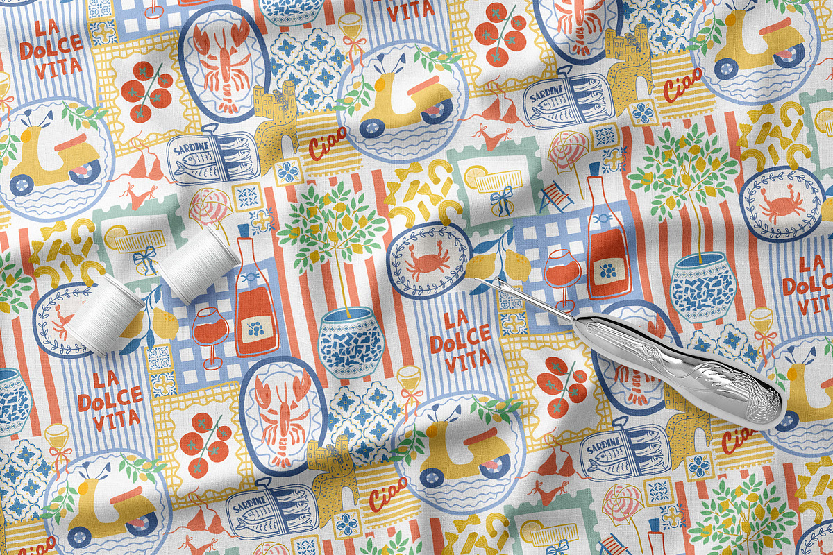 Italian summer - Dolce Vita pattern, a Pattern Graphic by Tani Kuzminka (Photo 8 of 29)
