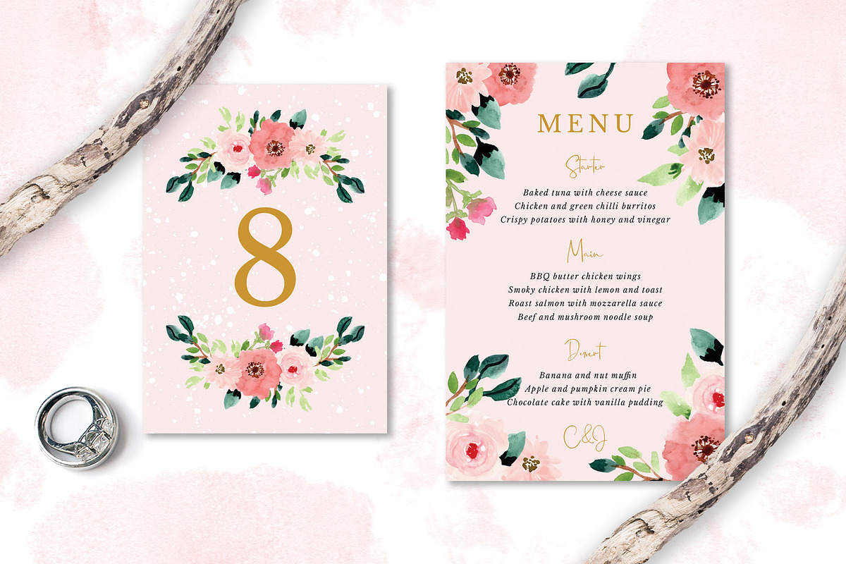 Sweet Floral Wedding Invitation Set, an Invitation Template by wulano (Photo 4 of 6)