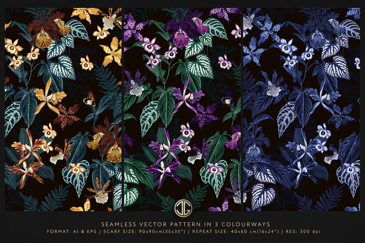 THE ORCHIDS seamless vector pattern, a Pattern Graphic by C & G (Photo 2 of 9)