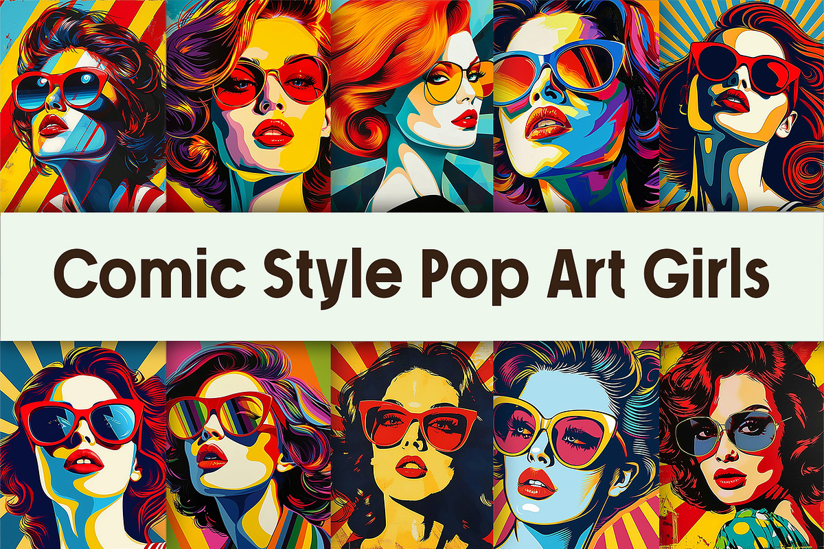 Comic Style Pop Art Girls, a Background Graphic by AdriOP
