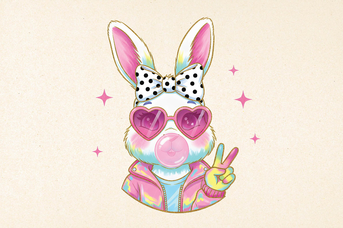 Glitter Easter Bunny Coquette Png, an Illustration by DreamPrint404 (Photo 1 of 6)