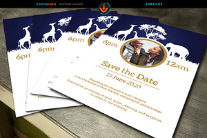 African Blue Wedding Invite