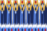Ikat Border and Pattern in Blue Gold, a Pattern Graphic by Sharon Schwalbe (Thumbnail 1 of 2)