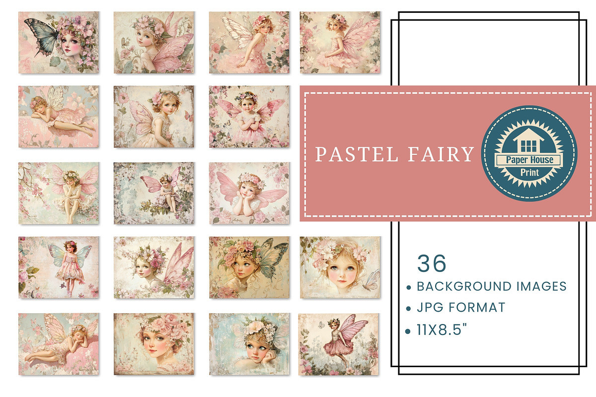 Whimsical Pink Pastel Fairies Papers, an Illustration by NiiiNArt (Photo 3 of 8)