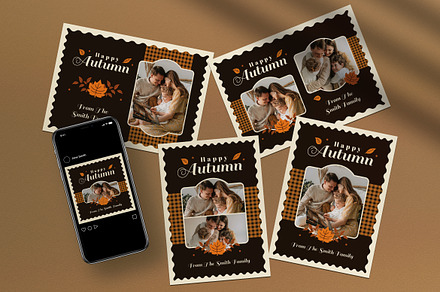 Brown Autumn Greeting Card, a Card Template by graphicook
