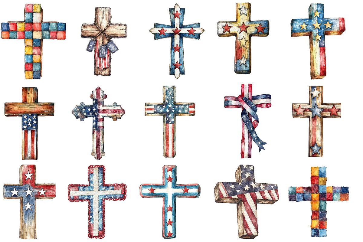 Vintage Patriotic Cross PNG, an Illustration by SinaCreation (Photo 2 of 5)