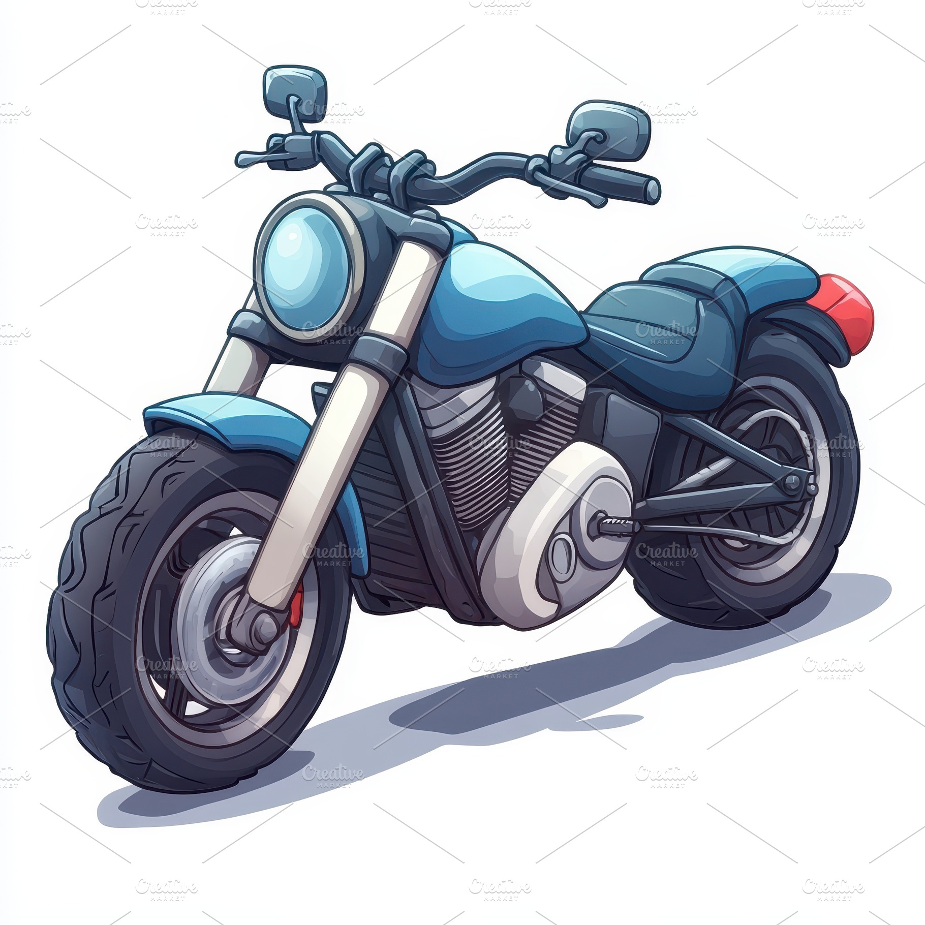 Cool Blue Chopper Motorcycle Design, a Photo by Pixeness Studio