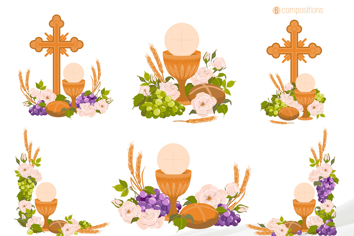 First Holy Communion. Vector set, a Seasonal Illustration by Tata Pilip (Photo 3 of 8)