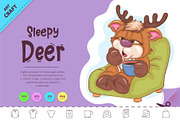 Cartoon Sleepy Deer. Clipart, an Animal Illustration by KENO Mascots (Thumbnail 1 of 3)