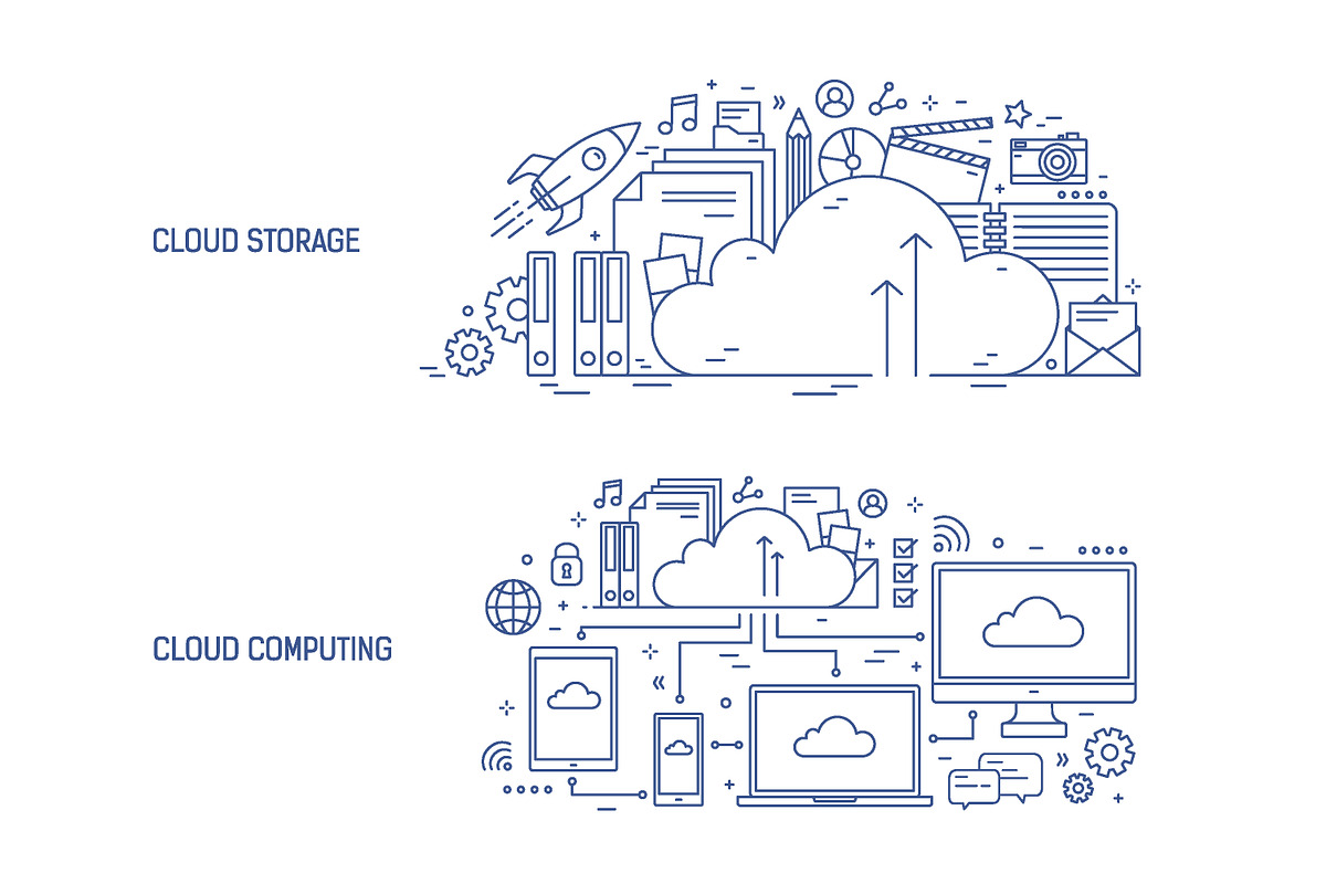 Cloud storage and cloud computing, a Technology Illustration by Good Studio (Photo 2 of 3)