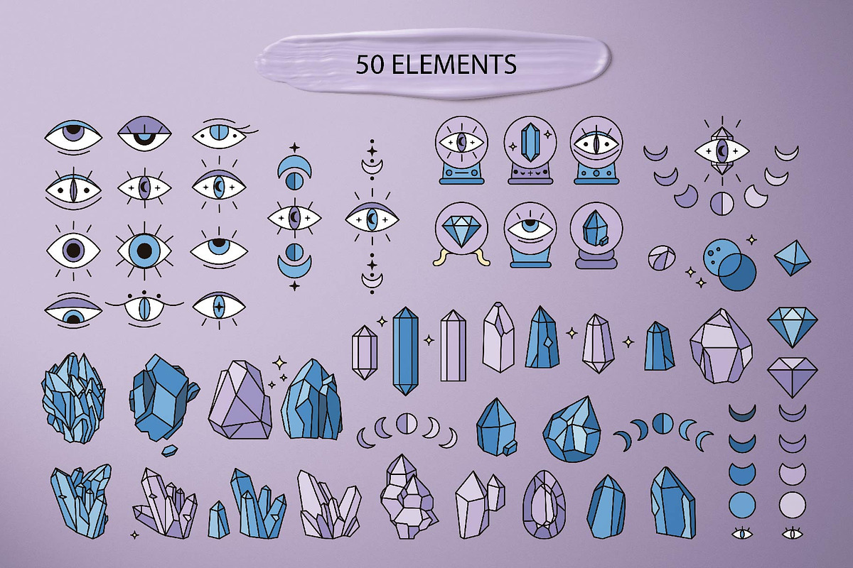 Crystals and Evil Eye illustrations, a Background Graphic by illustrator_natalie (Photo 2 of 11)