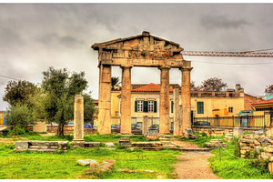 Entrance to the library of hadrian in athens greece stock photo containing, an Architecture Photo by Leonid Andronov