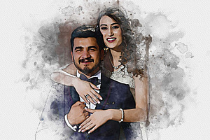 Wedding Digital Watercolor Painting