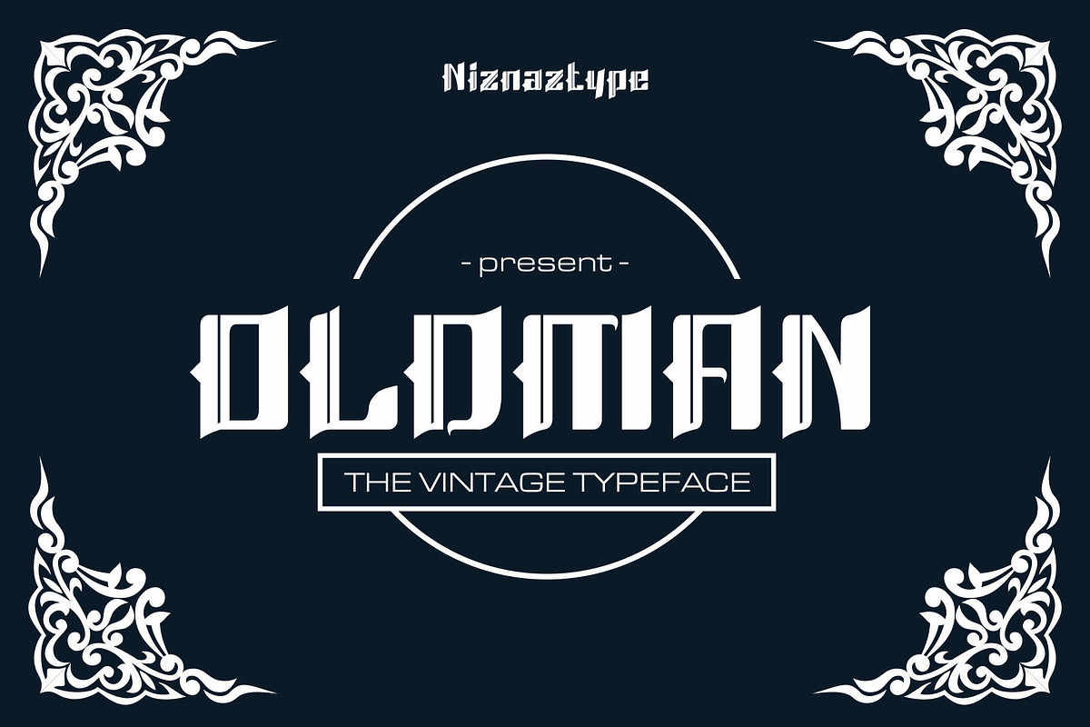 Oldman - A Vintage Font, a Blackletter Font by nIznaztype (Photo 1 of 6)