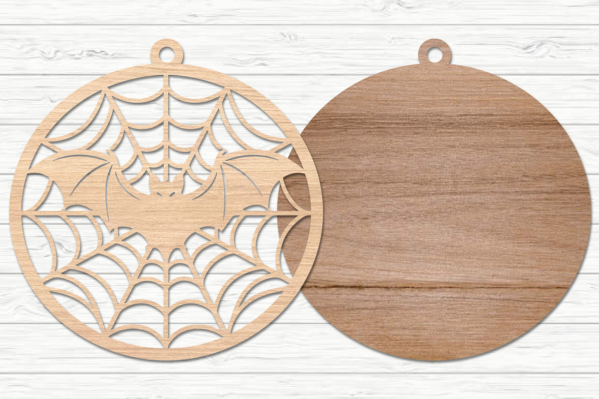 Halloween Bat Spider Web Laser Cut, an Object Graphic by Layerology (Photo 2 of 3)