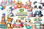 Cute Animals Birthday Clipart, an Illustration by DreamCafeArt (Thumbnail 1 of 5)