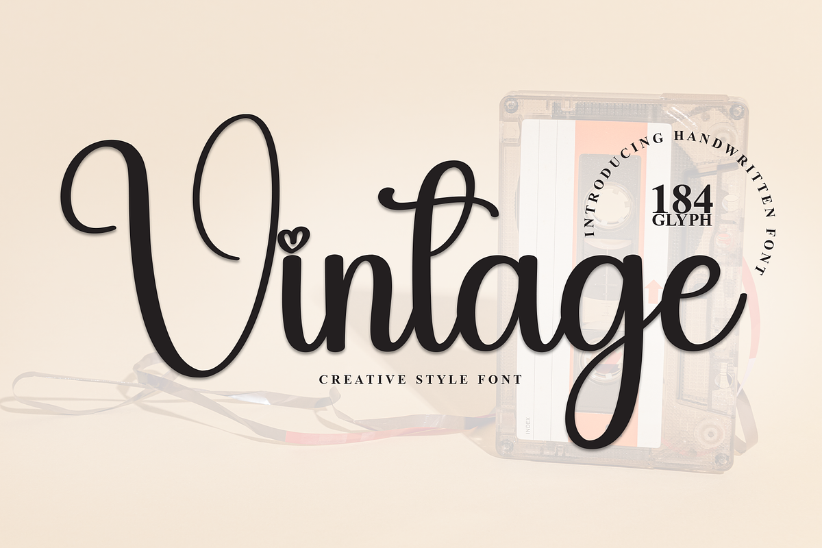 Vintage | Script Font, a Handwritten Font by Scratchones (Photo 1 of 8)