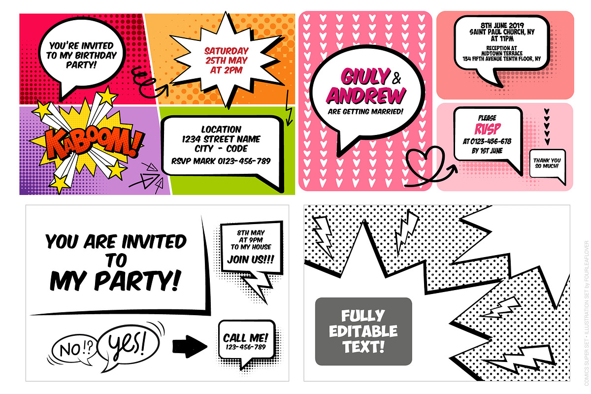 Comic Elements Vector HUGE Set!, an Illustration by FourLeafLover (Photo 6 of 13)
