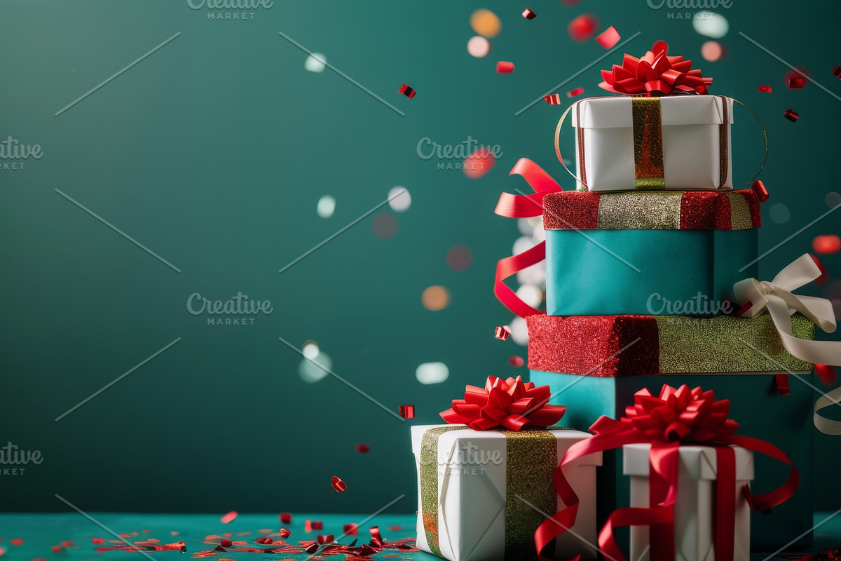86 Gift boxes with ribbons and bows, a Holiday Photo by Handmadefont (Photo 16 of 90)