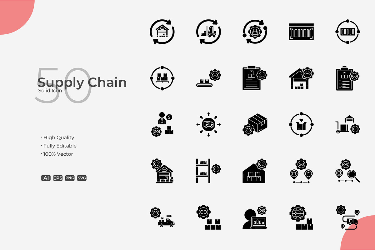 Supply Chain Solid Icons, a Solid Icon by Bloodline