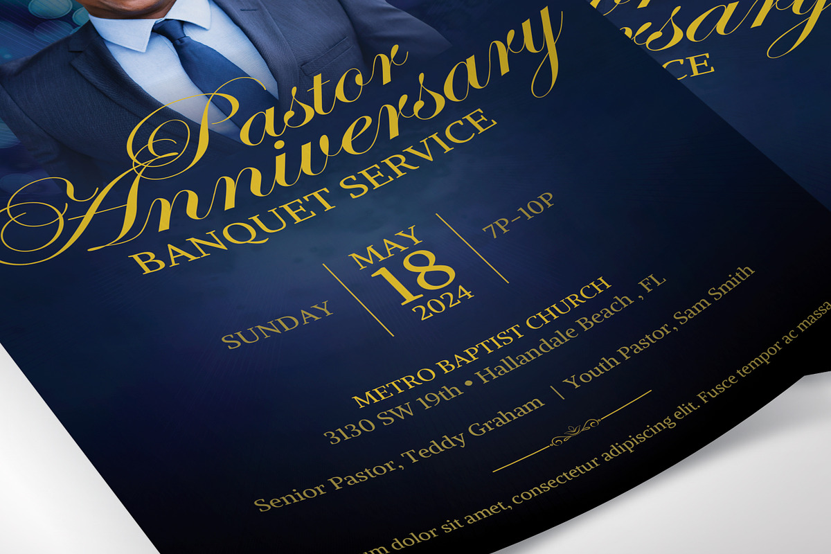 Pastor Anniversary Banquet Flyer, a Flyer Template by Four C Graphic (Photo 9 of 10)