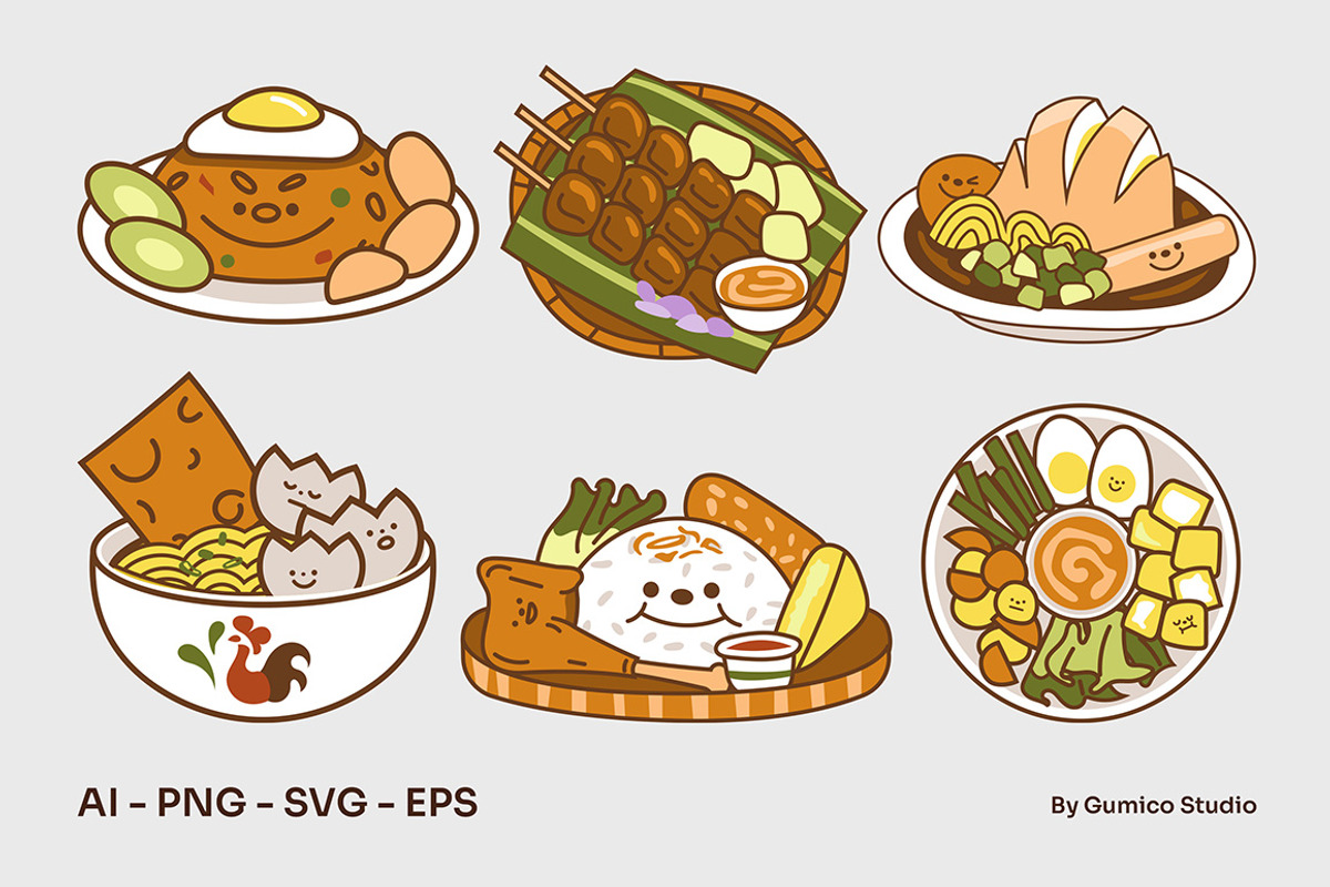 Cute Indonesian Food Illustration, a Food Illustration by Gumico Studio. (Photo 2 of 3)