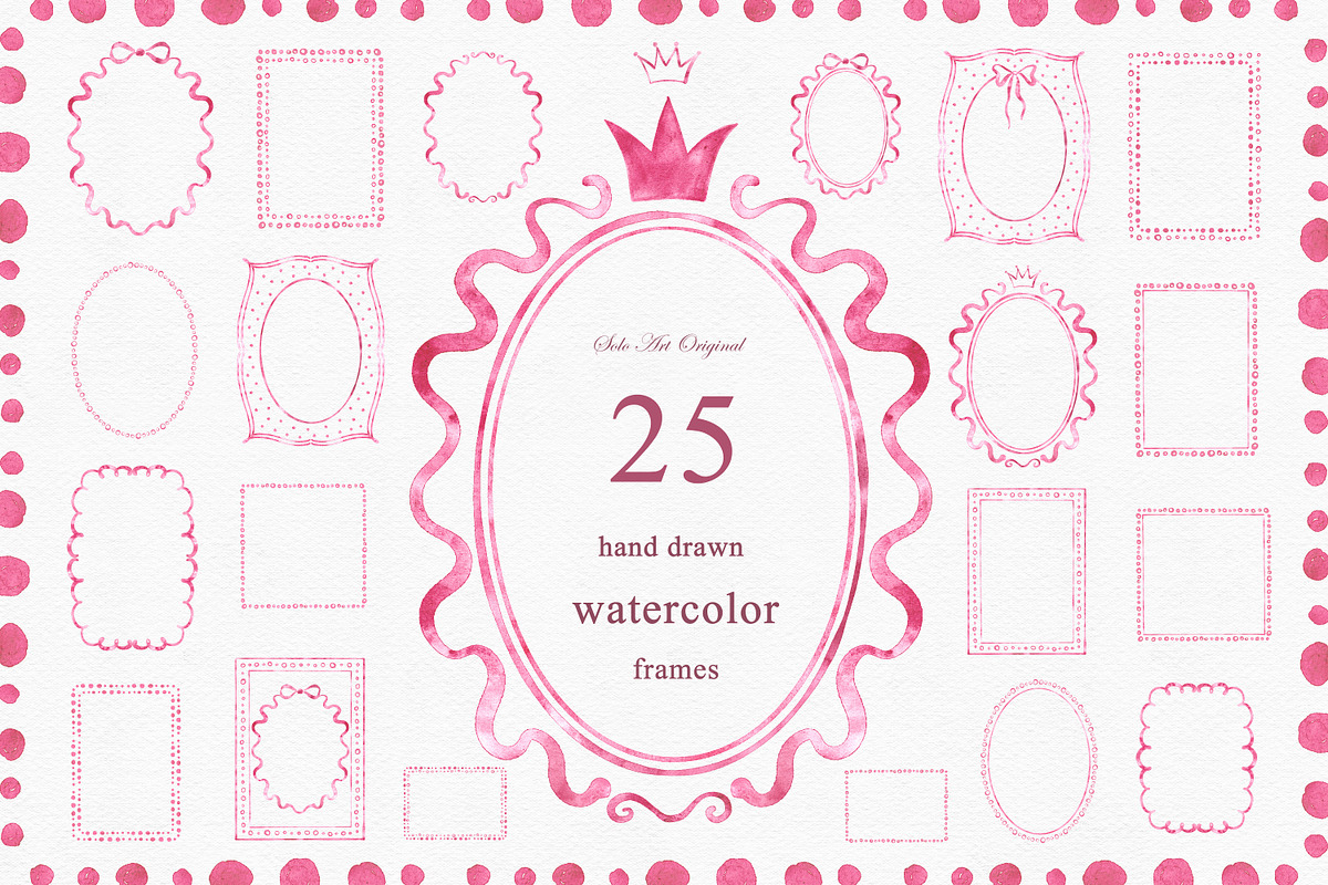 Pink Frames Watercolor Hand Drawn, an Object Graphic by Solo Art Original (Photo 1 of 9)