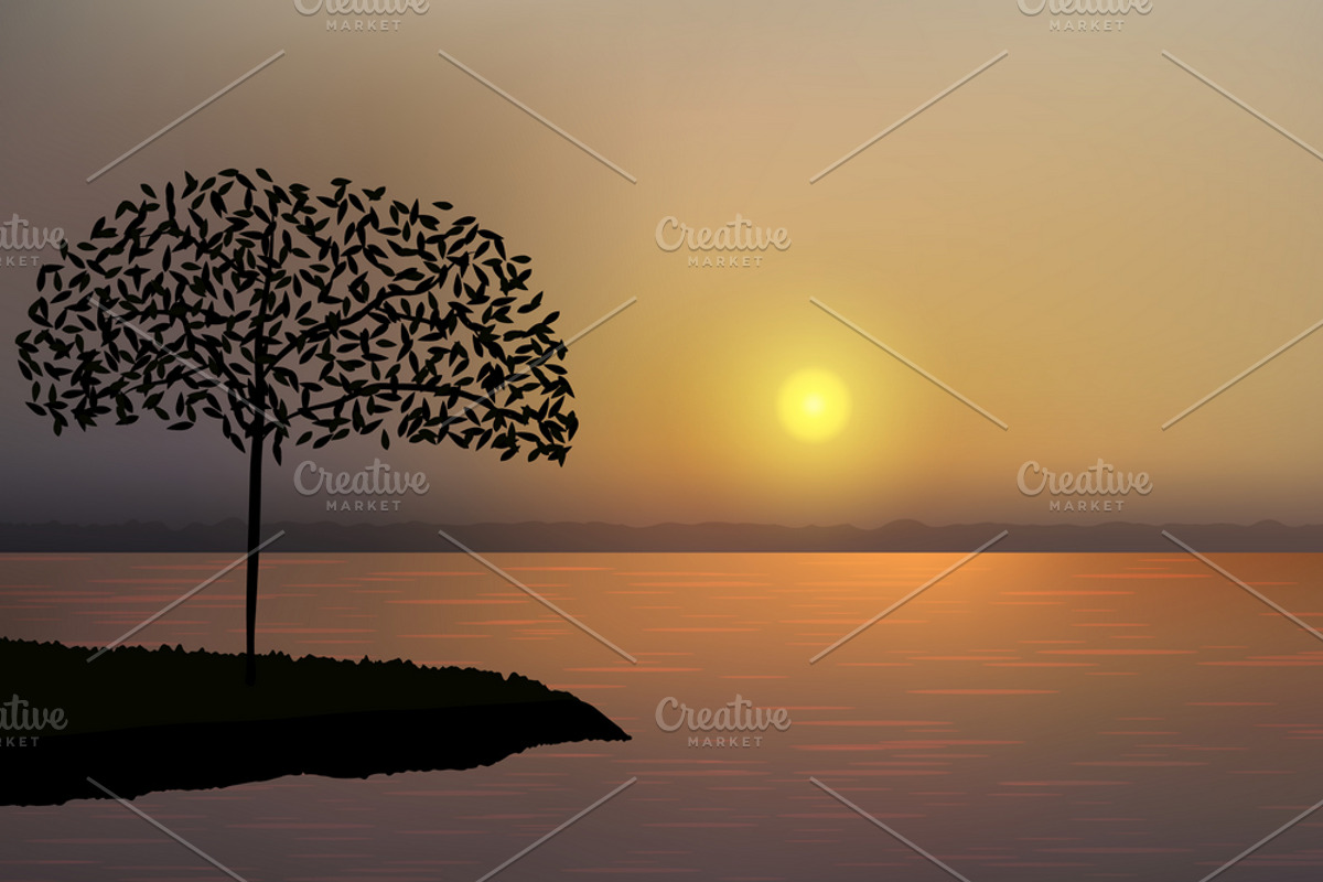 Beautiful golden sunset, a Background Graphic by Ederella