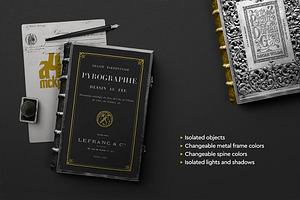 Book Mockup Old Antique Metal Frame