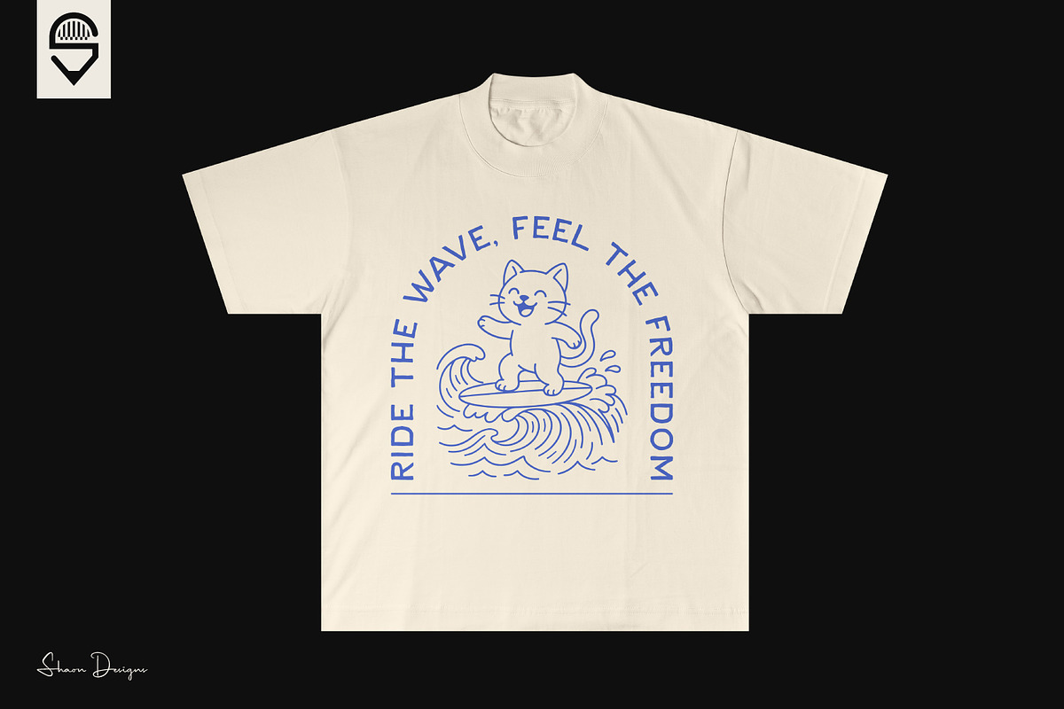 Minimalist surfing cat design, a Graphic by shaondesigns (Photo 4 of 4)