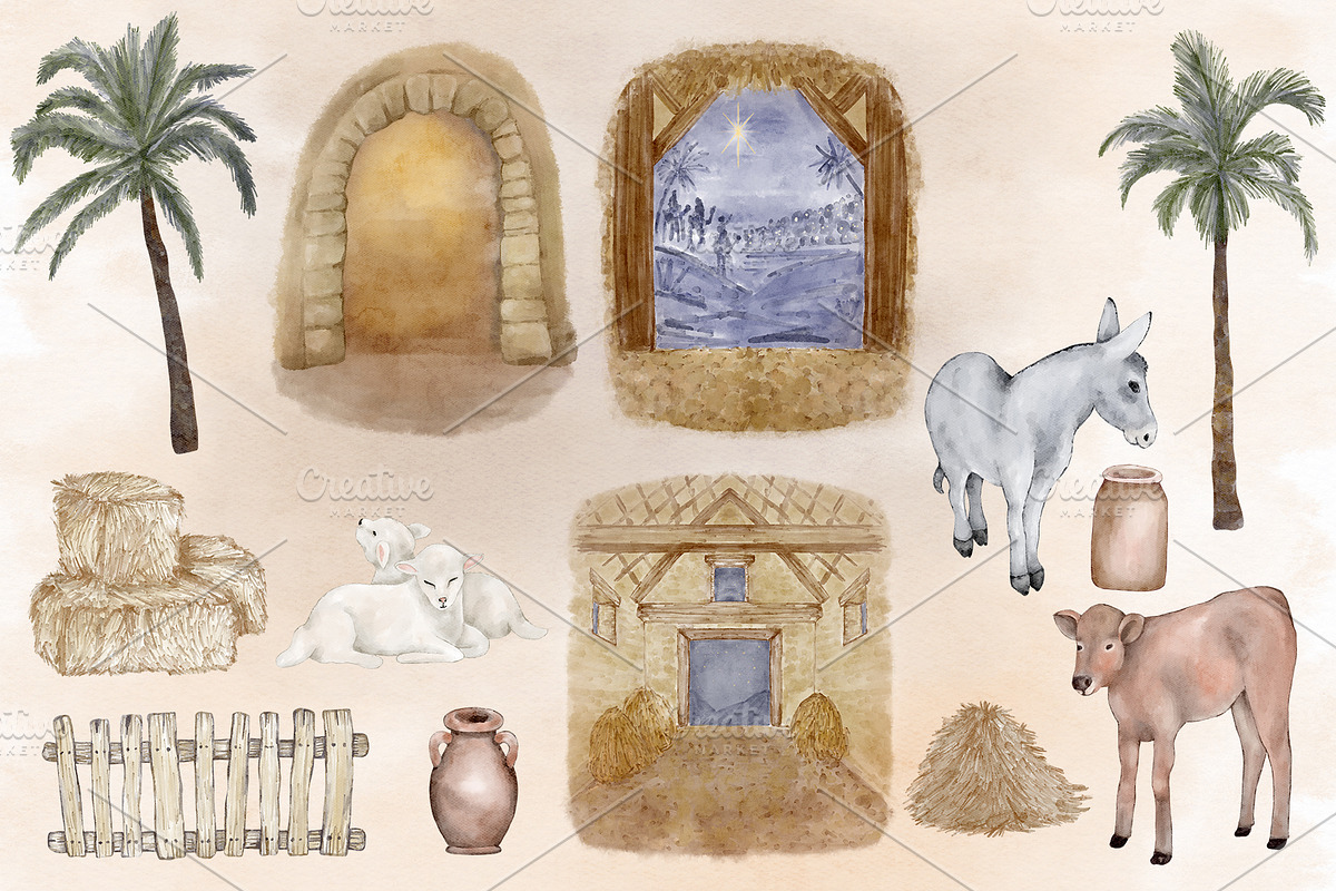 Christmas Holy Night Nativity Scene, an Illustration by PawGraphic (Photo 3 of 10)