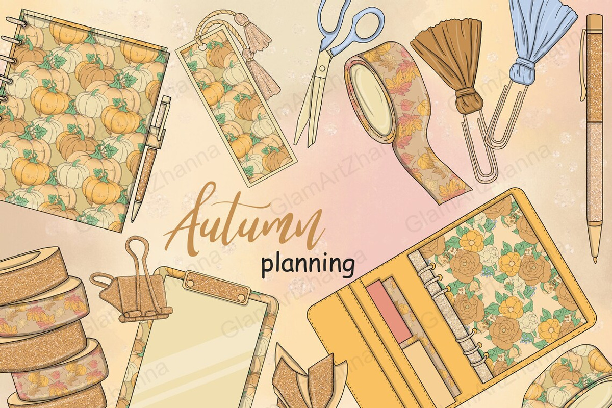 Autumn Planning Collection, a Seasonal Illustration by GlamArtZhanna (Photo 1 of 3)
